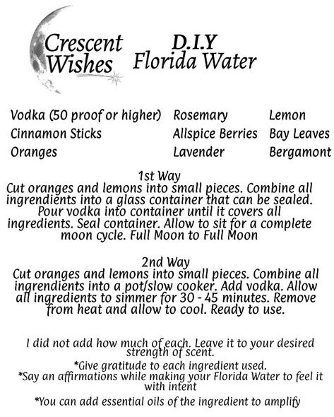 What Is Florida Water, Florida Water Essential Oil Blend, Homemade Florida Water, Homemade Florida Water Recipe, Florida Water Recipe Hoodoo, Florida Water Prayer, Florida Water Diy, Uses For Florida Water, Florida Water Benefits