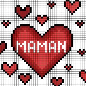 Pixel Art Pattern Valentines Day, Modele Pixel Art Disney, Valentine’s Day Pixel Art, Heart Pixel Grid, Pixel Art Coeur, Image Pixel Art, Modele Pixel Art, Pixel Art Pokemon, Graph Paper Designs