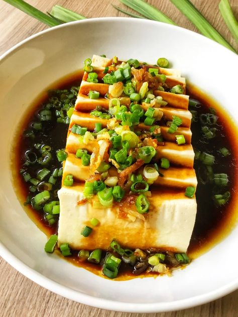 Steamed Tofu Chinese, Tofu Soy Sauce Recipes, Fresh Tofu Recipes, Steamed Silken Tofu, Healthy Steamed Recipes, Tofu Recipes Japanese, Steam Tofu Recipe, Steamed Tofu Recipe, Steamed Food Recipes