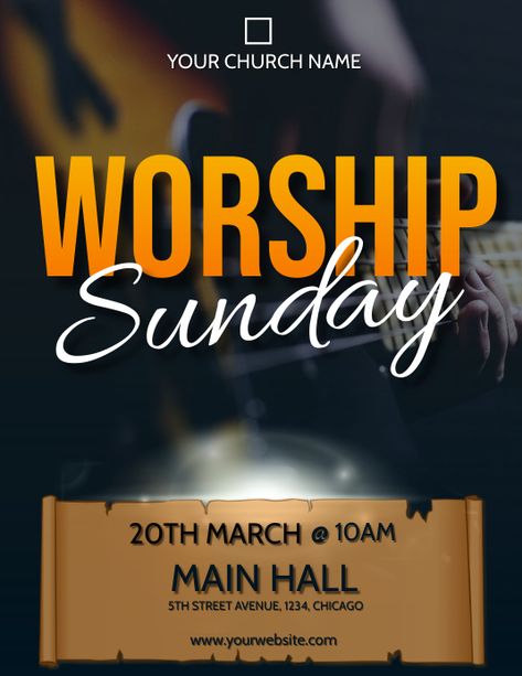 Worship Poster, Sunday Service Flyer, Worship Backgrounds, Sunday Worship, Invert Colors, Sunday Church, Advertising Ideas, Church Poster Design, Sunday Service