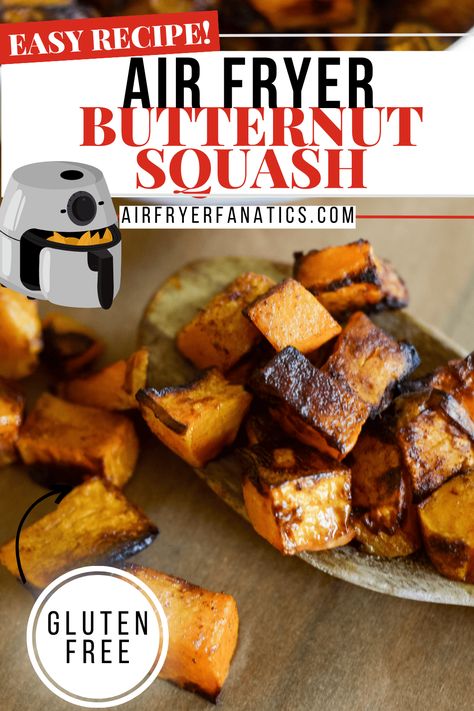 Air Fryer Butternut Squash is a delicious roasted taste without having to use the oven. It only uses 3 ingredients and is ready in 20 minutes! #AirFryer #Squash #AirFryerVegetables #GlutenFree Airfryer Squash, Air Fried Eggplant, Air Fryer Butternut Squash, Gluten Free Air Fryer Recipes, Gluten Free Chicken Tenders, Air Fryer Vegetable Recipes, Air Fryer Vegetable, Butternut Squash Fries, Squash Fries