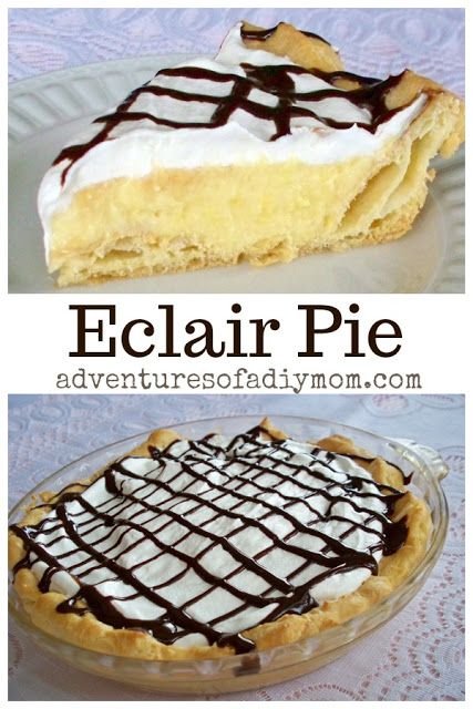 Eclair Pie - a yummy pie version of the classic eclair dessert.  #eclairpie #eclairdessert #pierecipes Eclair Pie, Eclairs Dessert, Yummy Pie, Perfect Pies, Sweet Pie, Delicious Pies, Köstliche Desserts, Instant Pudding, Hot Fudge