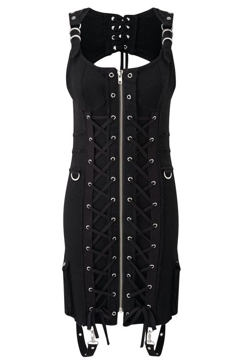 Sinder Hella Burner Dress [B] | KILLSTAR - UK Store Killstar Dress, Hole Dress, Fitted Bodycon Dress, Emo Dresses, Black Bridal, Goth Dress, Low Neckline, Denim And Lace, Hippie Outfits