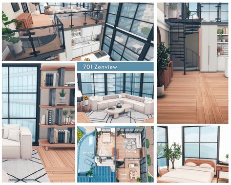 Sims 4 702 Zenview, 701 Zenview Sims 4 Floorplan, Sims 4 701 Zenview, Sims 4 Zenview Apartment, 701 Zenview Sims 4, 702 Zenview Sims 4, Sims 4 Build Ideas, Sims 4 Build Cc, Sims 4 Loft