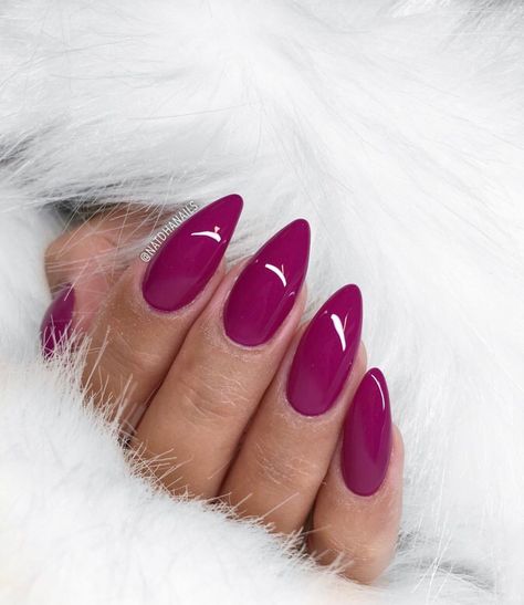 Dark Pink Purple Nails, Fuschia Almond Nails, Magenta And Blue Nails, Berry Purple Nails, Fusha Color Nails, Dark Fuschia Nails, Magenta Almond Nails, Cerise Pink Nails, Magenta Nails Acrylic