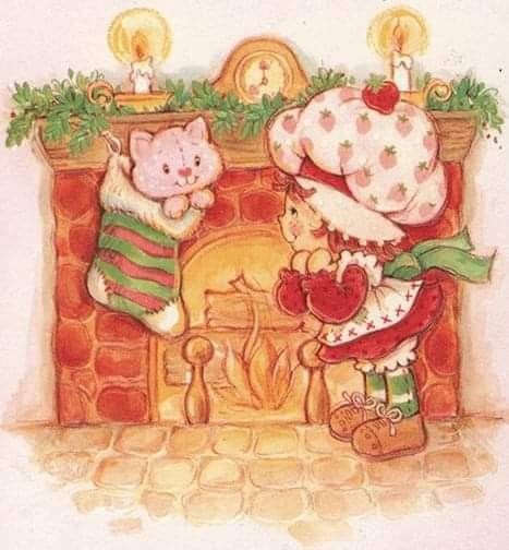 Cute Christmas Aesthetic, Original Strawberry Shortcake, Strawberry Shortcake Christmas, Strawberry Shortcake Pictures, Retro Ephemera, Christmas Strawberry, Berry Shortcake, Strawberry Shortcake Cartoon, Strawberry Shortcake Characters