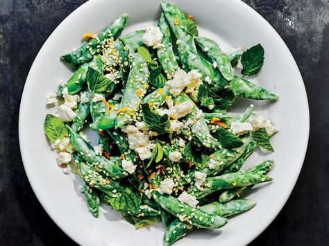 Make the Most of Spring Vegetables Salad With Yogurt Dressing, Sugar Snap Pea Recipe, Feta Dressing, Mint Dressing, Grilling Vegetables, Cooking Light Magazine, Grilled Lamb Chops, Spring Dishes, Cooking Light Recipes