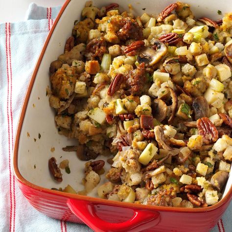 Sausage Bread Dressing Recipe: How to Make It Bread Dressing Recipes, Bread Dressing, Potluck Side Dishes, Sausage Bread, Stuffing Recipes For Thanksgiving, Sage Sausage, Fall Stuff, Thanksgiving Side, Dressing Recipes