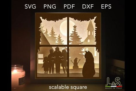 3D SVG Cut Files Shadow Box Template, Shadow Light Box, Cat Shadow, Christmas Shadow Boxes, Shadow Box Svg, 3d Shadow Box, Design Paper, 3d Paper Crafts, 3d Christmas