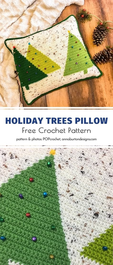 Festive Christmas Pillows - Ideas and Free Crochet Patterns Crochet Christmas Pillows, Crochet For Christmas, Crochet Pillow Patterns Free, Beau Crochet, Crochet Knit Top, Crocheted Christmas, Pillow Patterns, Crochet Holiday, Crochet Pillow Cover