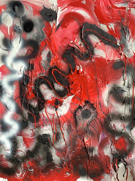 Red Spray Paint Aesthetic, Red Black White Aesthetic, Sticker Reference, Black White Aesthetic, Red Spray Paint, Art Geek, Red Painting, Spray Paint Art, Grunge Art