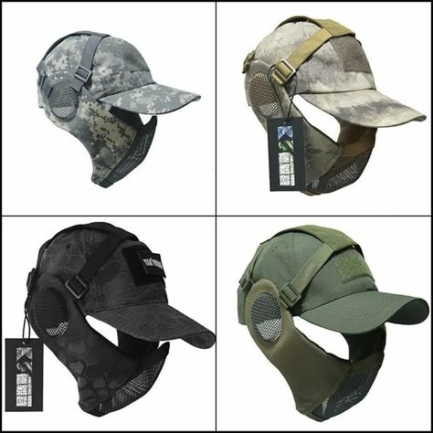 Tactical Wear Soldiers, Tactical Masks, Military Mask, Tactical Outfit, Mesh Mask, Survival Fire, Tactical Hat, Army Gears, Military Aesthetic