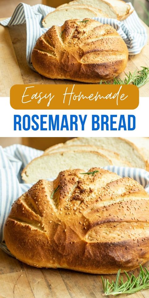 Who doesn't love the smell of fresh baked bread in the morning? This homemade rosemary bread is so easy to make and only require a few ingredients. Perfect for healthy breakfast or make it into sandwich for lunch. #bread #homemadebread #rosemary Rosemary Bread Recipe Breadmaker, Rosemary Bread Bread Machine, How To Make Rosemary Bread, Instant Dry Yeast Bread Recipes, Things To Make With Fresh Rosemary, Bread Machine Rosemary Bread, Herbed Bread Recipes, Savory Bread Machine Recipes, Rosemary Bread Machine Recipe