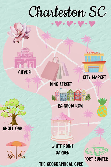 Pinterest pin graphic for one day in Charleston Charleston Sc Rainbow Row, South Carolina Travel Places To Visit, One Day In Charleston Sc, Things To Do In South Carolina, Charleston Honeymoon, Charleston Sc Things To Do, Charleston Itinerary, Pretty Streets, Rainbow Row Charleston