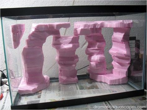 DIY Aquarium Ideas - DIY Aquarium Rock Columns - Cool and Easy Decorations for Tank Aquariums, Mason Jar, Wall and Stand Projects for Fish - Creative Background Ideas - Fun Tutorials for Kids to Make With Plants and Decor - Best Home Decor and Crafts by DIY JOY http://diyjoy.com/diy-aquariums Diy Aquarium Background, Diy Aquarium Decor, Tank Aquariums, Diy Aquarium Stand, Aquarium Diy, Easy Decorations, Fish Aquarium Decorations, Fish Tank Themes, Fish Tank Terrarium