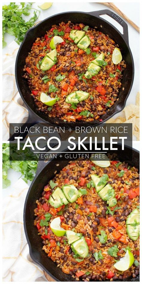 Make Ahead Lunch, Tacos Vegan, Taco Skillet, Vegan Taco, Super Easy Dinner, Taco Shells, Make Ahead Lunches, Vegan Tacos, Vegan Beans