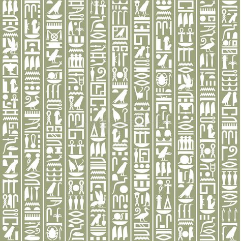 Ancient Egyptian hieroglyphic decorative background vector illustration Egyptian Design Pattern, Egyptian Fabric, Ancient Background, Egyptian Pattern, Ancient Egyptian Hieroglyphics, Ancient Egyptian Symbols, Olive Branches, Digital Art Beginner, Egyptian Symbols