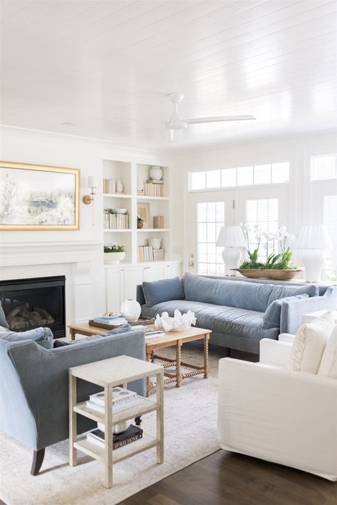 White Dove, Our Favorite White Paint Color - The Coastal Oak White Dove Living Room, Fireplace Mantel Makeover, Mantel Makeover, Coastal Cottage Living Room, Coastal Oak, White Paint Color, Cast Stone Fireplace, Stone Fireplace Mantel, Beige Cabinets