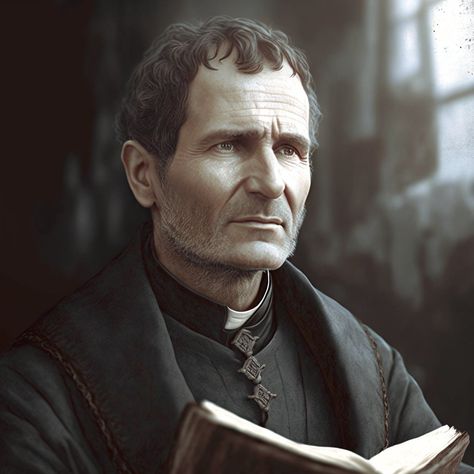 Christian Saints, John Bosco, Christian Painting, Sacred Heart Art, St John Bosco, Maria Goretti, Mary Pictures, Don Bosco, Jesus And Mary Pictures