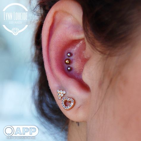 Triple Conch Piercing, Anodized Titanium, Cute Piercings, Conch Piercing, Conch, Tattoos And Piercings, Earings Piercings, Cool Tattoos, Ear Cuff