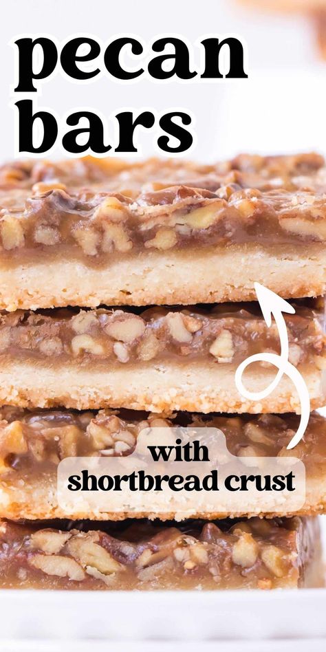 Pecan Bars with shortbread crust bake in a 9x13 cake pan and feed a crowd! It's an easy pecan slab pie perfect for the holidays. Shortbread Crust Desserts, Pecan Slab Pie, Bars With Shortbread Crust, 9x13 Cake, Best Pecan Pie, Pecan Bars, Slab Pie, Shortbread Bars, Pecan Pie Bars