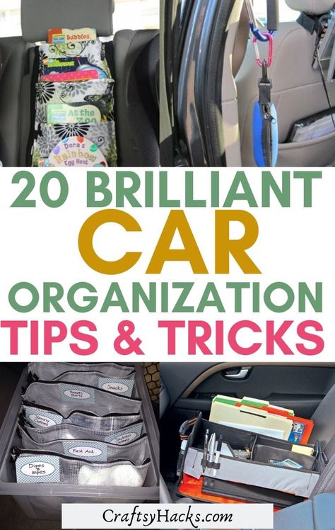 Organize your car with these simple yet useful organizing tips. These little hacks will help you to keep your car neat and organized, thus much nicer for long travels. Car Organizing Hacks, Small Trunk Organization Car, Car Organization Ideas For Road Trips, Car Storage Ideas Organizing, Diy Car Organization Ideas, Trunk Organization Car, Mom Car Organization, Car Storage Ideas, Car Organizer Ideas