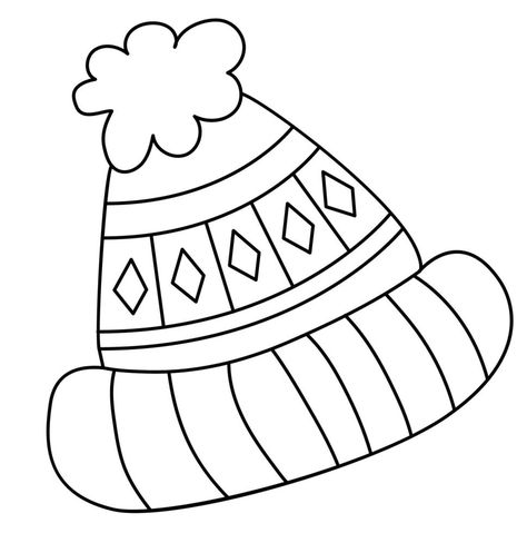 Winter hat line illustration Cap Drawing, Winter Cape, Dot Worksheets, Winter Activities For Kids, Winter Pins, Winter Cap, Line Illustration, Winter Activities, Winter Hat