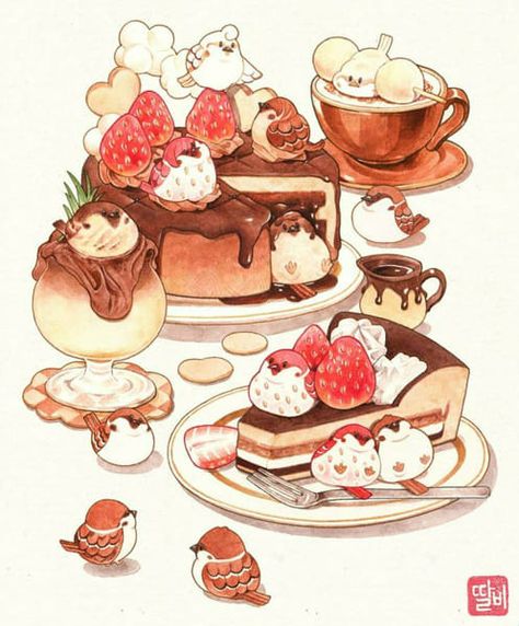 Witch's Cafe:A cake for a special someone. - Quiz Desserts Drawing, Chibi Food, Dessert Illustration, 귀여운 음식 그림, Arte Do Kawaii, Foodie Art, Food Artwork, Food Sketch, Food Illustration Art