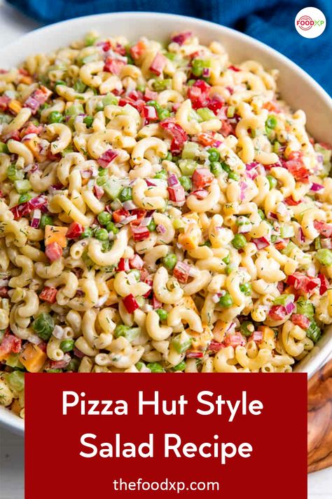 Made with staple ingredients and dressed up in simple creamy mayonnaise, this copycat Pizza Hut salad recipe is easy to make. Feel free to toss it whenever you like. Check out the whole recipe on the official website of TheFoodXp. #pizzahutsaladrecipe #pizzahutsalad #pizzahutstylepizzarecipe Best Macaroni Salad Recipe, The Best Macaroni Salad, Salad Macaroni, Resep Pasta, Best Macaroni Salad, Resep Salad, Macaroni Salad Recipe, Recipes Baking, Salad Pasta