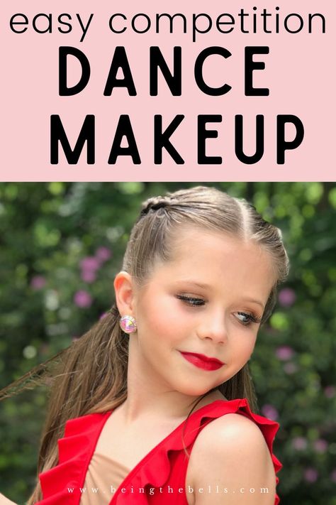 Hairstyles For Dance Recitals, Dance Competition Eye Makeup, Competitive Dance Makeup, Dance Photo Hairstyles, Dance Recital Makeup Toddler, Drill Team Makeup, Dancer Makeup Ideas, Competition Dance Makeup, Ballet Makeup Kids