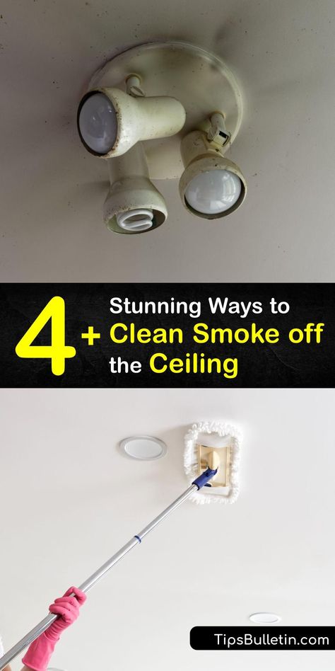 Smoke smell and cigarette smoke stains are tough to eliminate. You need our guide to getting rid of soot stains, smoke stains, and lingering smoke odor. Discover how to make your ceilings look brand new without a cigarette smoke stain in sight. #clean #smoke #ceiling How To Clean A Smokers House, How To Clean A Popcorn Ceiling, Cleaning Smokers Walls, Stucco Ceiling, Diy Household Cleaners, Best Cleaner, Popcorn Ceiling, Clean Candle, Cement Floor