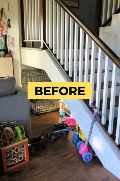 Looking for a place to make your kids reading or play corner? Why not use the space under your stairs? Check out this small space turned fun play area to inspire you. #diy #kids #reading Under Steps Play Area, Under Stairs Reading Nook Kids, Kids Reading Nook Ideas, Small Under Stairs Ideas, Reading Nook Under Stairs, Under Stairs Play Area, Small Space Under Stairs Ideas, Play Corner In Living Room Small Spaces, Under The Stairs Kids Space