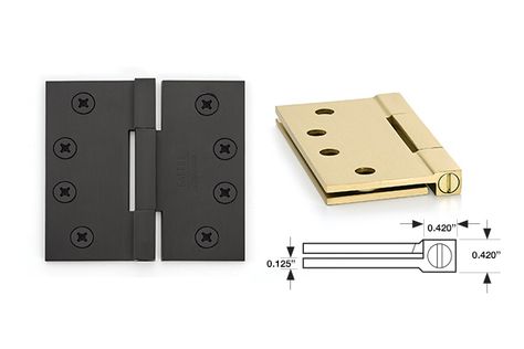 4-1/2" x 4-1/2", Square Corners Square Barrel Heavy Duty Hinges Solid Brass - 0.125" Thickness | Emtek Products, Inc. Heavy Duty Hinges, Contemporary Door, Hampton House, Brass Hinges, Barrel Hinges, Door Hinges, Brooklyn Bridge, Black Flats, The Door