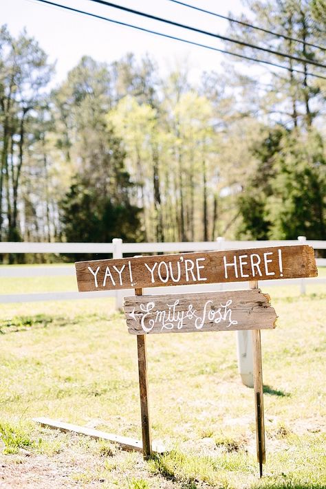 Photography: Anna Routh Photography - annarouthphoto.com  Read More: http://www.stylemepretty.com/2015/06/19/colorful-spring-north-carolina-farm-wedding/ Fun Signage, Farm Wedding Reception, Backyard Wedding Ceremony, Wedding Signs Diy, Wedding Set Up, Future Wedding Plans, Mom Wedding, Outdoor Wedding Decorations, Wedding Welcome Sign