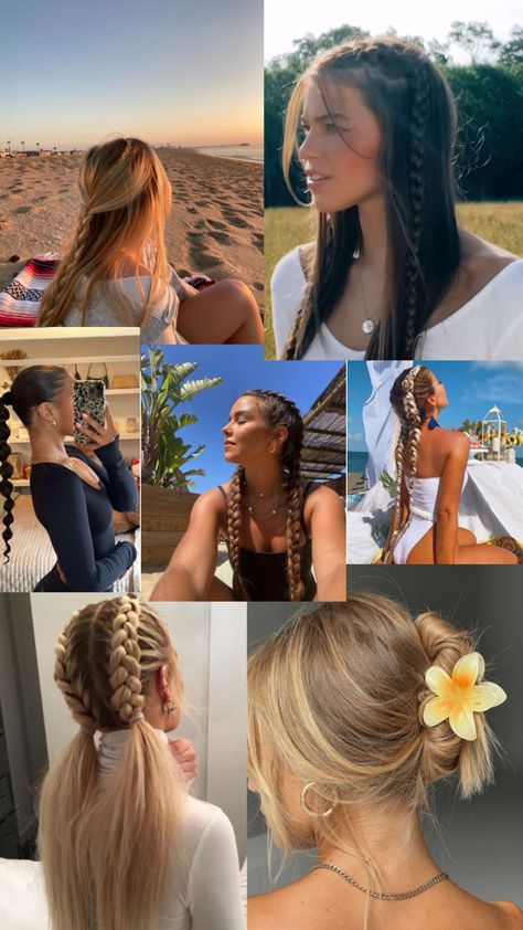 Summer Hair Styles Medium Length, Obx Hairstyles, Amusement Park Hairstyles, Summer Wavy Hair, Quick Summer Hairstyles, Pool Day Hairstyles, Beach Day Hairstyles, Curly Hair Black Women, Vacation Braids