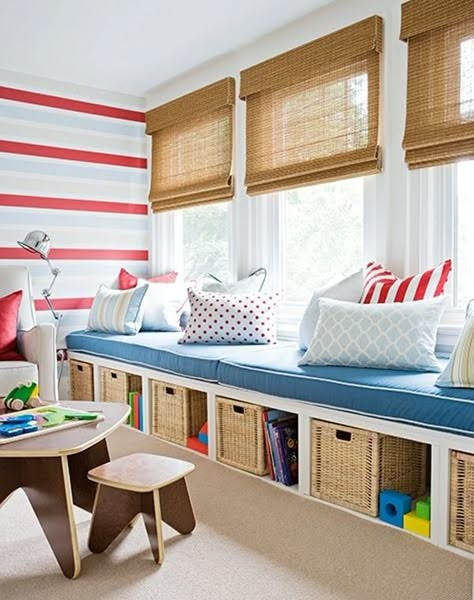 stylish kids playroom ideas Sunroom Playroom, Cozy Window Seat, Window Seat Storage, Real Estat, Storage Kids Room, Decor Ikea, Playroom Design, Big Boy Room, Toy Rooms