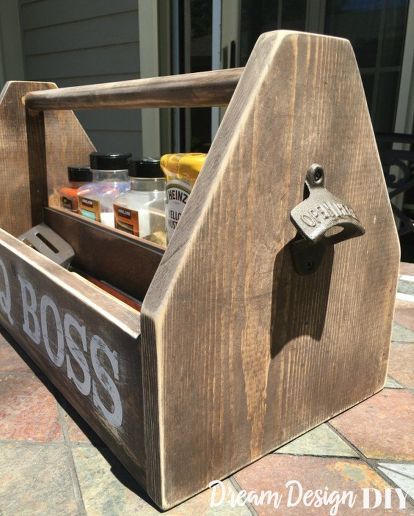 diy wood bbq caddy, crafts, how to, storage ideas, woodworking projects Diy Wood Floor Cleaner, Bbq Caddy, Craft Caddy, Wood Bowl Decor, Wood Floor Cleaner, Marble Mugs, Men Cave, Cleaning Wood Floors, Diy Bbq