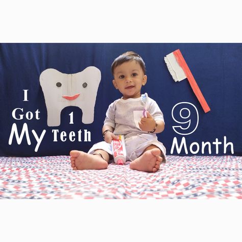 I got my first teeth First Teeth Baby Photography, First Teeth Photoshoot, I Got My First Tooth Photoshoot, I Got My First Tooth, Birthday Photo Displays, My First Tooth, 8 Month Baby, Photoshoot Boy, Baby Boy Newborn Photography