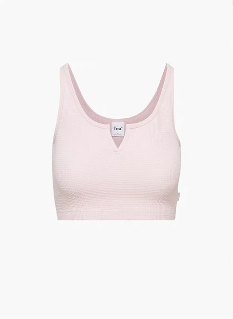 Credits to aritzia clothing Beach Tanks, Halter Tank, Sleeveless Turtleneck, Tank Top Camisole, Pink Tank, Pink Tank Top, Divine Feminine, Waffle Knit, Cute Tops