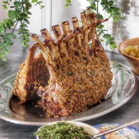 Pistachio Crusted Lamb, Mint Chimichurri, Crusted Rack Of Lamb, Peasant Food, Lamb Chop Recipes, Chimichurri Recipe, Tummy Yummy, Mint Sauce, Rack Of Lamb