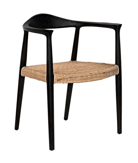 Black And Rattan, Black Accent Chair, Morris Chair, Caned Armchair, Rattan Dining, Rattan Dining Chairs, Wood Arm Chair, Stylish Chairs, Amber Interiors