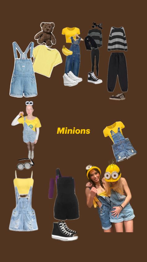 Ideasss Cute Minions Costume, Easy Minion Costume, Minon Costume Cute, Minion Inspired Outfit, Halloween Costumes Minions, Minions Halloween Costume, Minions Costumes, Gru Costume, Minions Costume