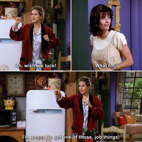 Job thingys   😂😂😂😂😂 #RachelGreen #MonicaGeller   #Friends #TheOneWhereMonicaGetsARoommate #humor #lmao #lol #meme #memes #joke   #jokes #quote #quotes #haha #tv #funny Friend Quotes Tv Show, Rachel Monica Phoebe, Green Jobs, Friends Best Moments, Friends Tv Show Quotes, Friends Scenes, Friends Episodes, Friends Tv Series, Friends Cast