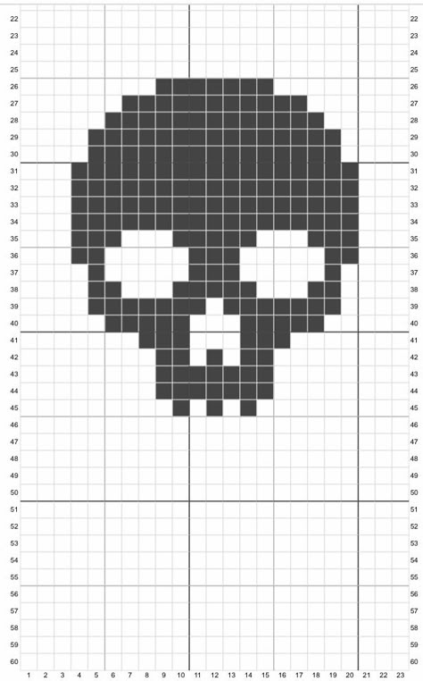 Tbh Creature Pixel Art, Skull Tapestry Crochet, Pixel Art Pattern Skull, Knit Skull Pattern, Plague Doctor Pixel Art Grid, Skull Knitting Chart, Skull Grid Pattern, Skull Pixel Art Grid, Emo Blanket