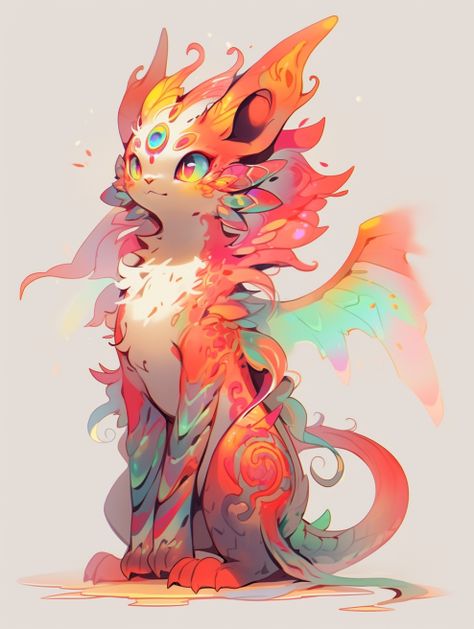 Dragon Cat, Hybrid Art, Mythical Creatures Fantasy, Beast Creature, Magical Creature, Cute Fantasy Creatures, Fantasy Beasts, Creature Drawings, Monster Concept Art