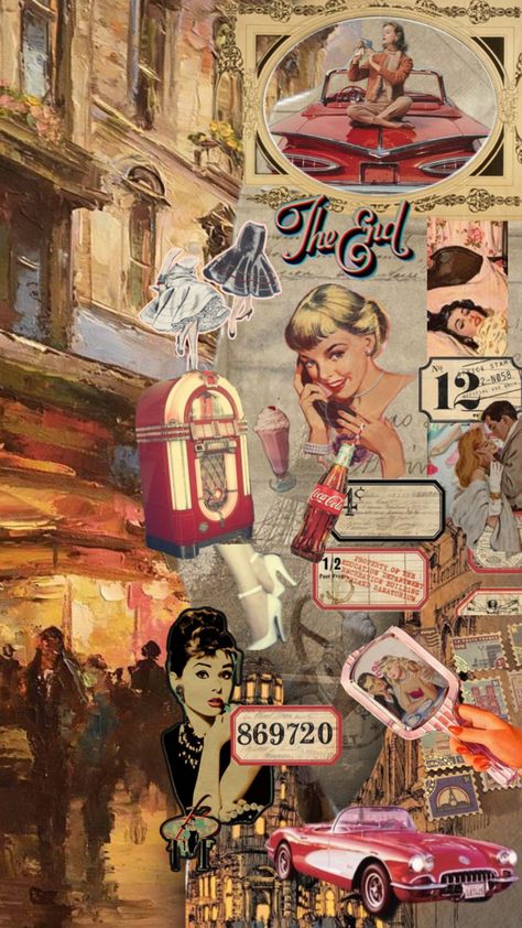 #1950s #aesthetic #marilynmonroe #audreyhepburn #decade 1950s Aethstetic, 50s And 60s Aesthetic, Fifties Aesthetic, 1950 Wallpaper, 60s Aesthetic Wallpaper, 1950s Collage, Decade Aesthetic, Vintage 1950s Aesthetic, 60's Aesthetic