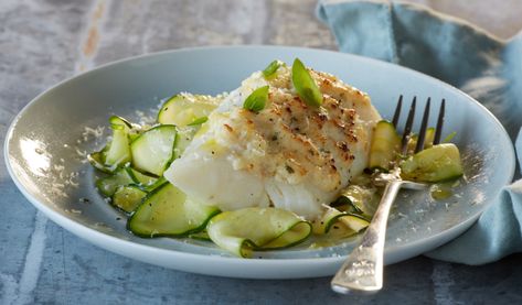 Alaska Cod Parmesan with Zucchini Noodles | Alaska Seafood Marketing Institute Zucchini Noodle Recipes, Sauteed Zucchini, Parmesan Recipes, Parmesan Zucchini, Cod Recipes, Zucchini Noodles, Noodle Recipes, Zucchini Recipes, Fish Dishes