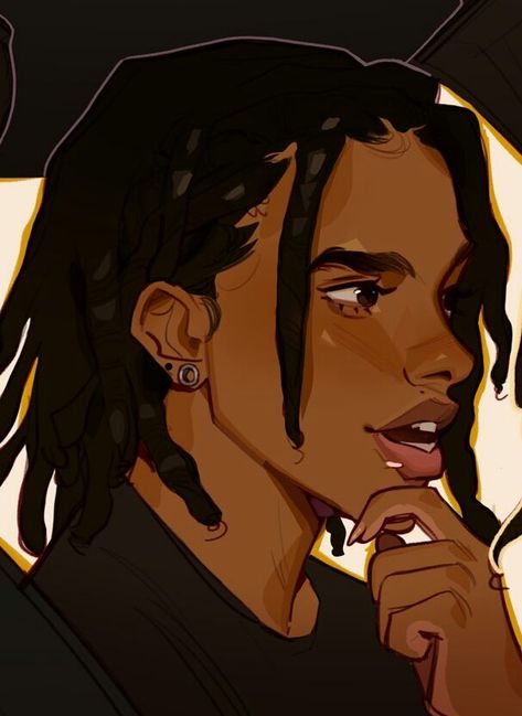 Black Dreads Drawing, Black Dude Drawing, Anime Dreadlocks Pfp, Masculine Art Reference, Semi Realistic Cartoon Art Style, Black Man With Dreads Drawing, Dread Heads Drawing, What Love Feels Like Drawing, Black Male Art Drawing