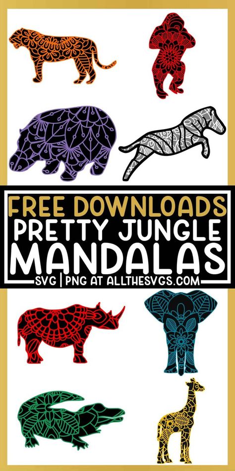 Brother Png, Animal Mandala, Lion Mandala, Peeking Cat, Stencil Printing, Mandala Stencils, Cricut Projects Beginner, Animal Silhouette, Jungle Safari