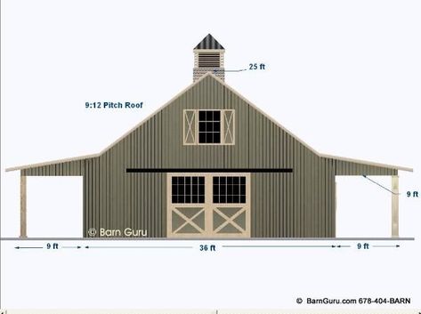 2 Stall Horse Barn, Barn With Loft, Pole Barn Designs, Livestock Barn, Barn Remodel, Barn With Living Quarters, Small Barns, Barn Builders, Barn Plan